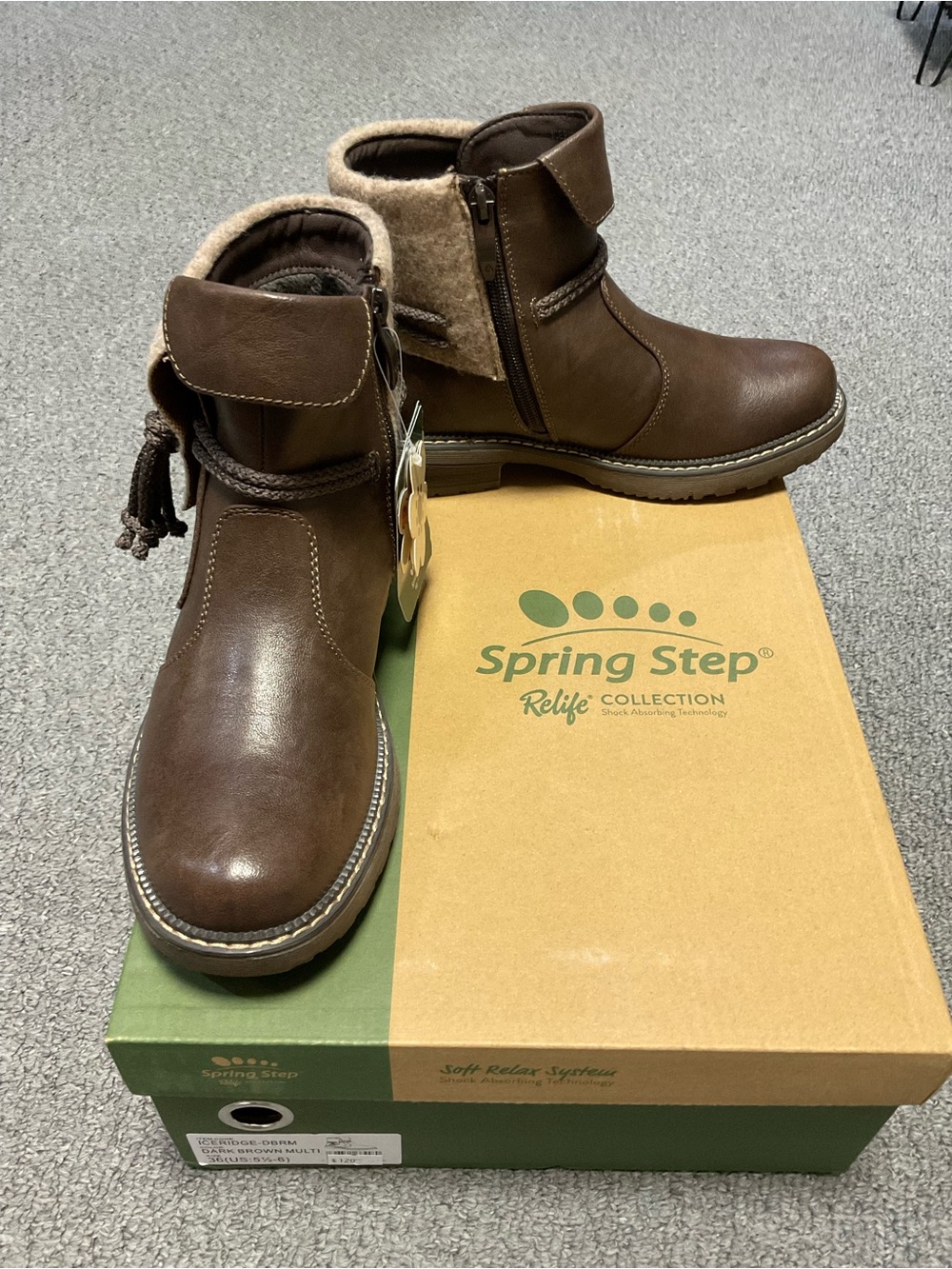 Spring Step Iceridge Dark Brown Ankle Boots with Tassel